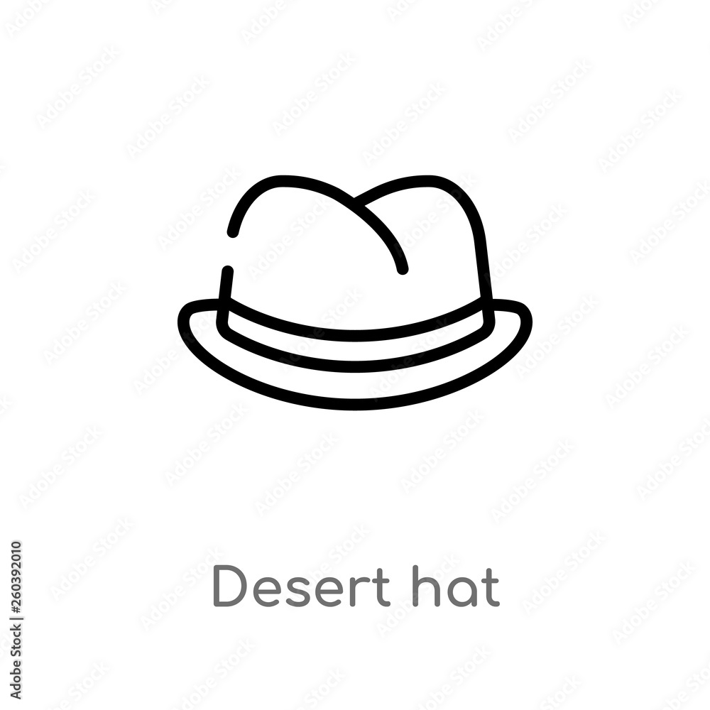 outline desert hat vector icon. isolated black simple line element illustration from desert concept. editable vector stroke desert hat icon on white background outline desert hat vector icon. isolated black simple line element illustration from desert concept. editable vector stroke desert hat icon on white background