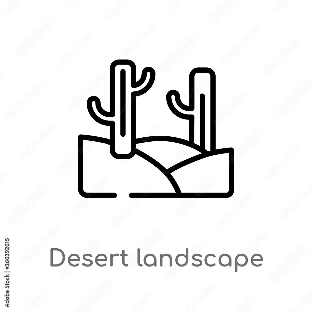 outline desert landscape vector icon. isolated black simple line element illustration from desert concept. editable vector stroke desert landscape icon on white background