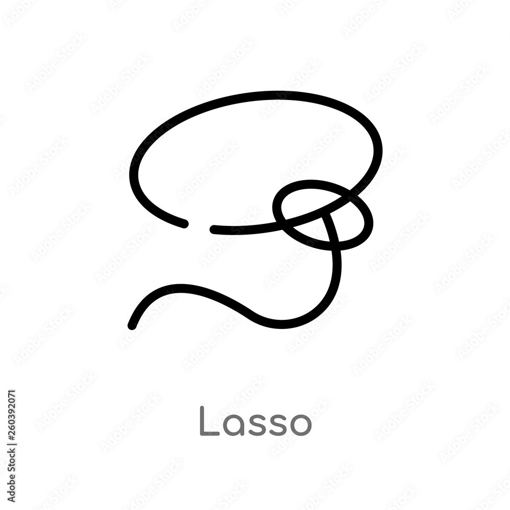 outline lasso vector icon. isolated black simple line element illustration from desert concept. editable vector stroke lasso icon on white background outline lasso vector icon. isolated black simple line element illustration from desert concept. editable vector stroke lasso icon on white background