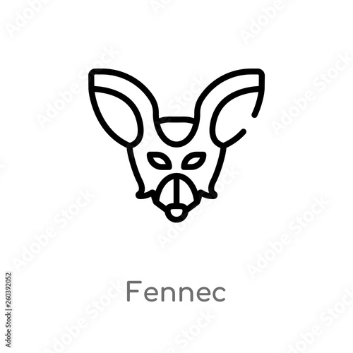 outline fennec vector icon. isolated black simple line element illustration from desert concept. editable vector stroke fennec icon on white background