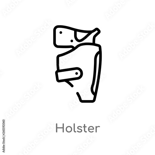 outline holster vector icon. isolated black simple line element illustration from desert concept. editable vector stroke holster icon on white background