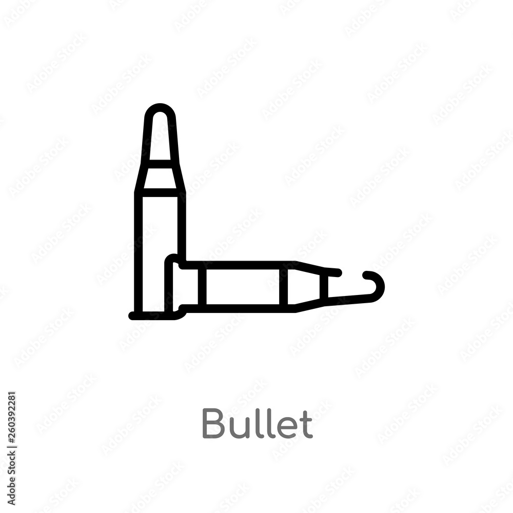 outline bullet vector icon. isolated black simple line element illustration from wild west concept. editable vector stroke bullet icon on white background