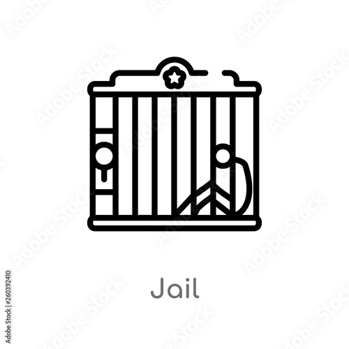outline jail vector icon. isolated black simple line element illustration from wild west concept. editable vector stroke jail icon on white background