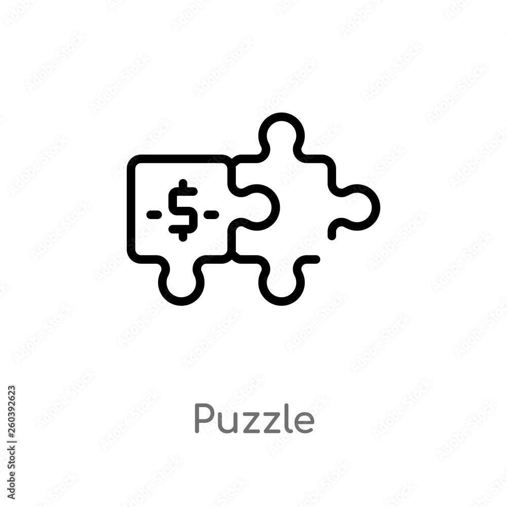 outline puzzle vector icon. isolated black simple line element illustration from digital economy concept. editable vector stroke puzzle icon on white background outline puzzle vector icon. isolated black simple line element illustration from digital economy concept. editable vector stroke puzzle icon on white background