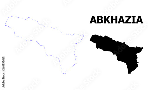 Vector Contour Dotted Map of Abkhazia with Caption