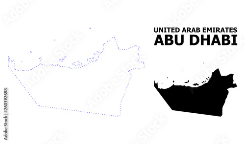 Vector Contour Dotted Map of Abu Dhabi Emirate with Caption