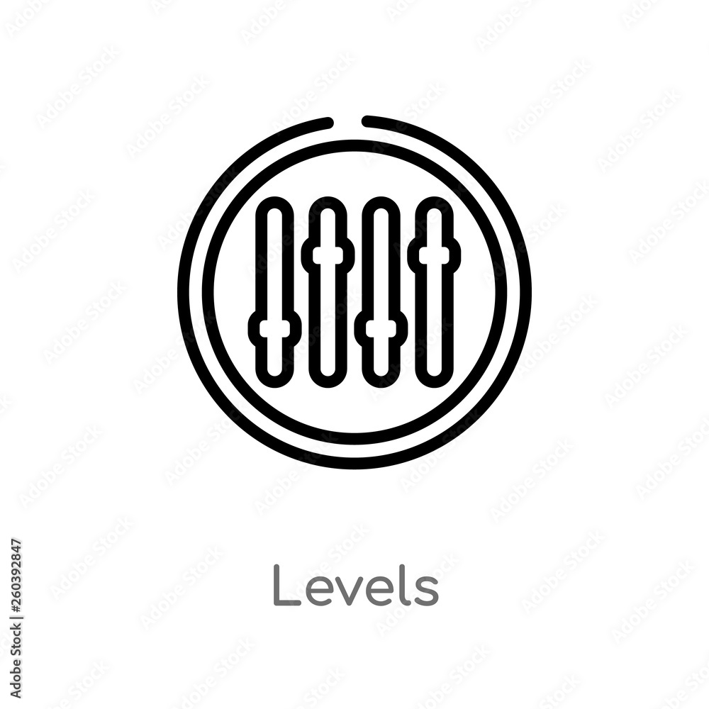 outline levels vector icon. isolated black simple line element illustration from discotheque concept. editable vector stroke levels icon on white background outline levels vector icon. isolated black simple line element illustration from discotheque concept. editable vector stroke levels icon on white background