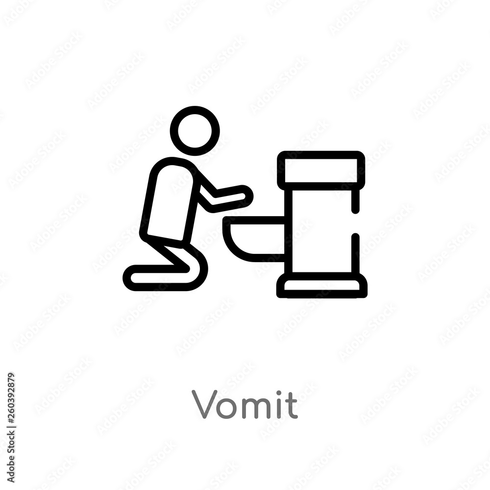 outline vomit vector icon. isolated black simple line element illustration from discotheque concept. editable vector stroke vomit icon on white background outline vomit vector icon. isolated black simple line element illustration from discotheque concept. editable vector stroke vomit icon on white background
