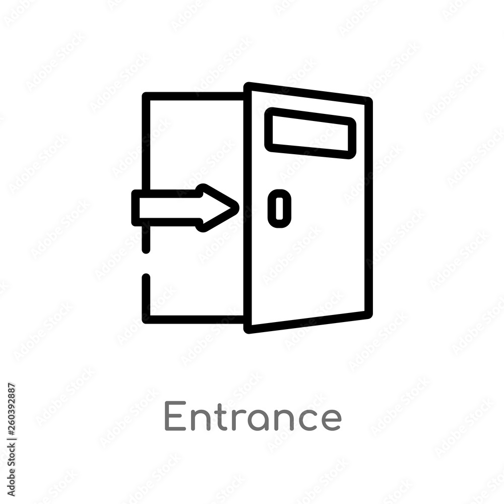 outline entrance vector icon. isolated black simple line element illustration from discotheque concept. editable vector stroke entrance icon on white background outline entrance vector icon. isolated black simple line element illustration from discotheque concept. editable vector stroke entrance icon on white background