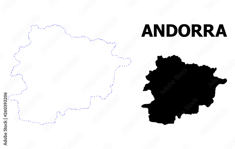 Vector Contour Dotted Map of Andorra with Caption