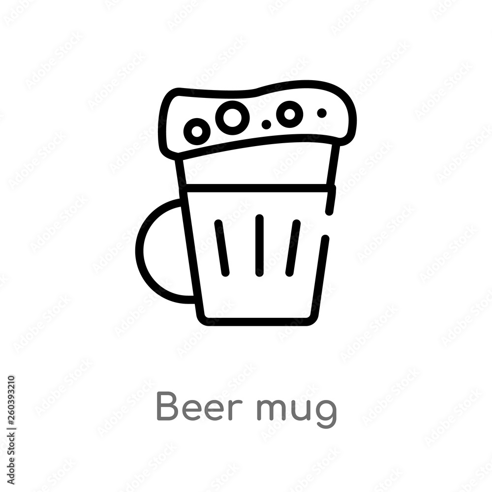 outline beer mug vector icon. isolated black simple line element illustration from drinks concept. editable vector stroke beer mug icon on white background outline beer mug vector icon. isolated black simple line element illustration from drinks concept. editable vector stroke beer mug icon on white background