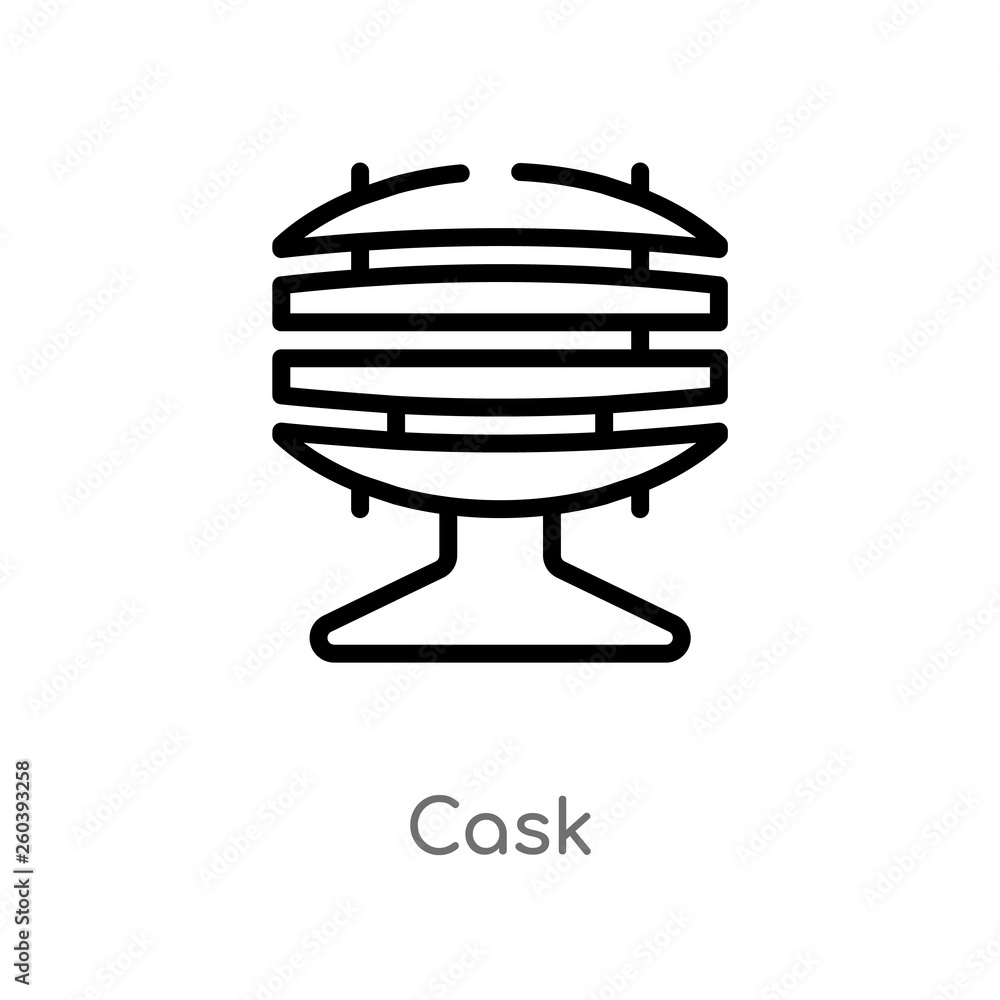 outline cask vector icon. isolated black simple line element illustration from drinks concept. editable vector stroke cask icon on white background outline cask vector icon. isolated black simple line element illustration from drinks concept. editable vector stroke cask icon on white background