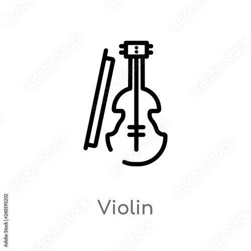 outline violin vector icon. isolated black simple line element illustration from drinks concept. editable vector stroke violin icon on white background