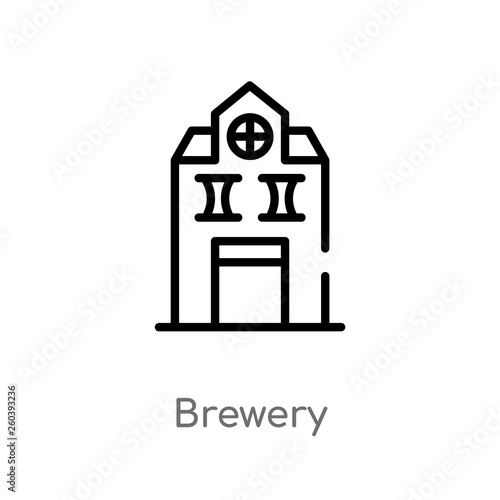 outline brewery vector icon. isolated black simple line element illustration from drinks concept. editable vector stroke brewery icon on white background