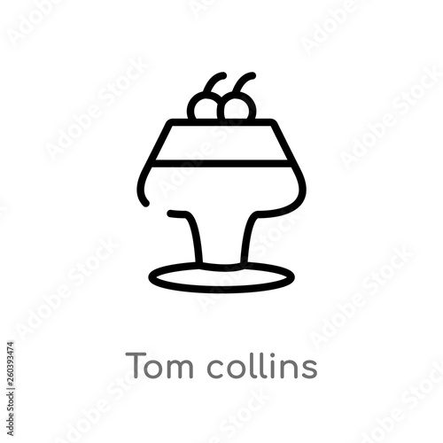 outline tom collins vector icon. isolated black simple line element illustration from drinks concept. editable vector stroke tom collins icon on white background