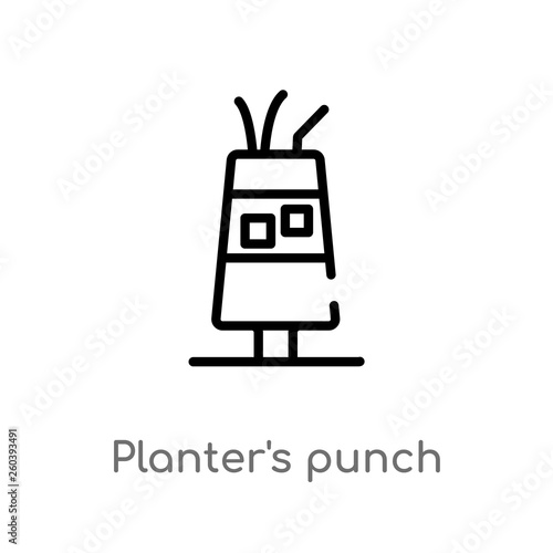 outline planter's punch vector icon. isolated black simple line element illustration from drinks concept. editable vector stroke planter's punch icon on white background