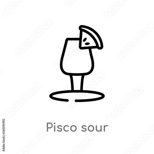 outline pisco sour vector icon. isolated black simple line element illustration from drinks concept. editable vector stroke pisco sour icon on white background