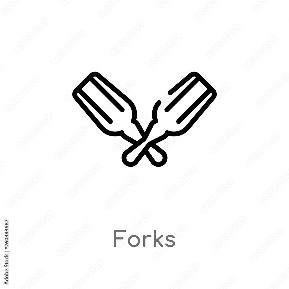 outline forks vector icon. isolated black simple line element illustration from alcohol concept. editable vector stroke forks icon on white background outline forks vector icon. isolated black simple line element illustration from alcohol concept. editable vector stroke forks icon on white background