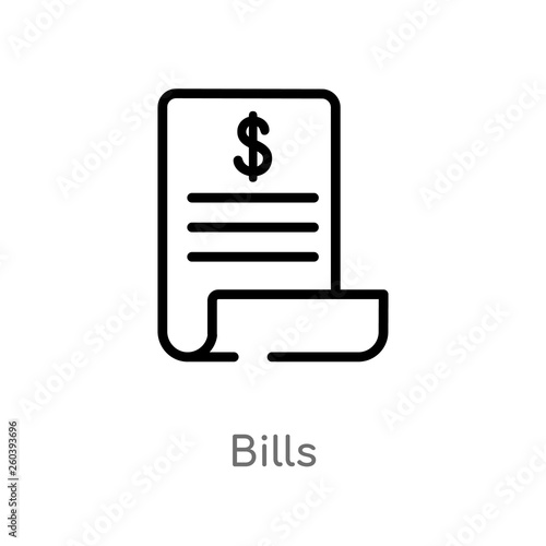 outline bills vector icon. isolated black simple line element illustration from e-commerce and payment concept. editable vector stroke bills icon on white background