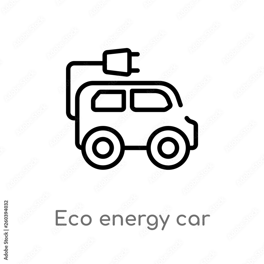 outline eco energy car vector icon. isolated black simple line element illustration from ecology concept. editable vector stroke eco energy car icon on white background