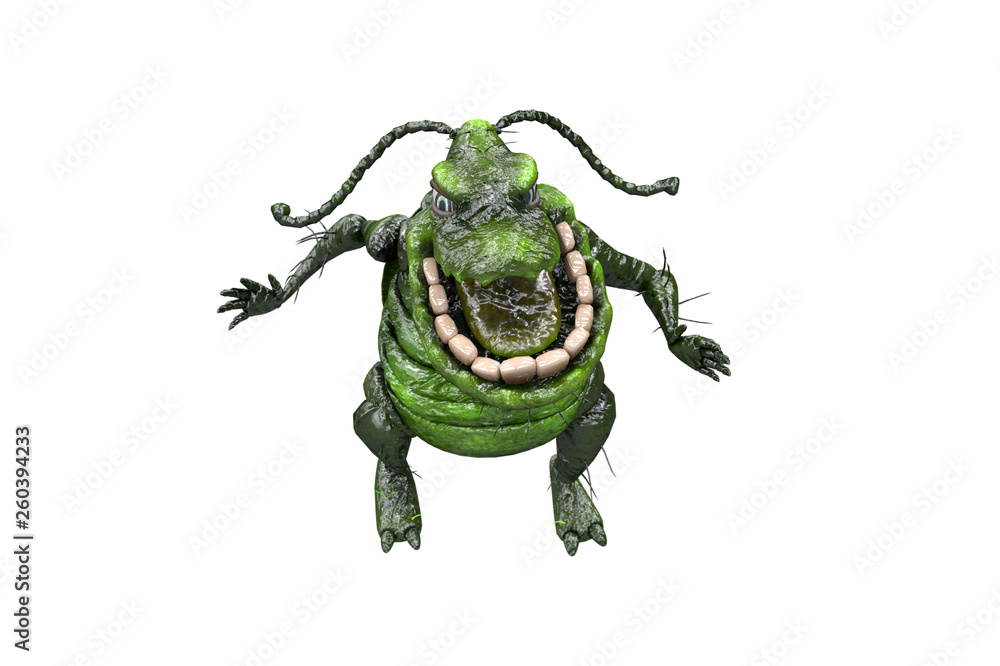 Obraz premium cartoon germs bacteria viruses on white background 3D render