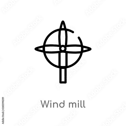 outline wind mill vector icon. isolated black simple line element illustration from ecology concept. editable vector stroke wind mill icon on white background