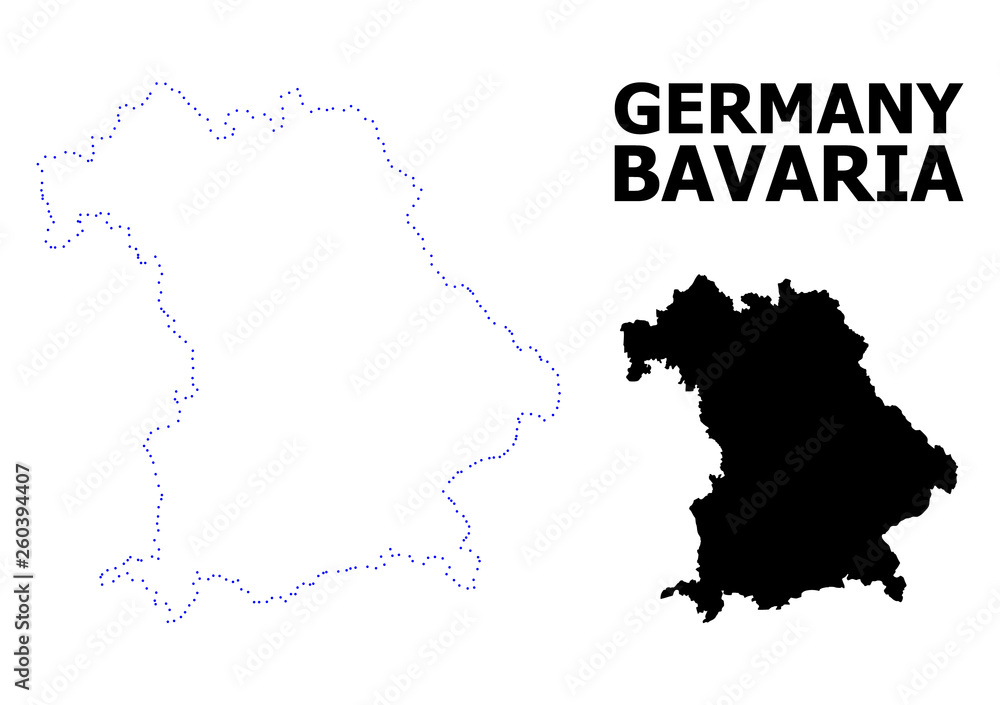 Vector Contour Dotted Map of Bavaria State with Name