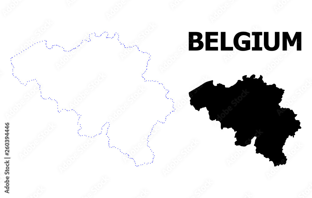 Vector Contour Dotted Map of Belgium with Name