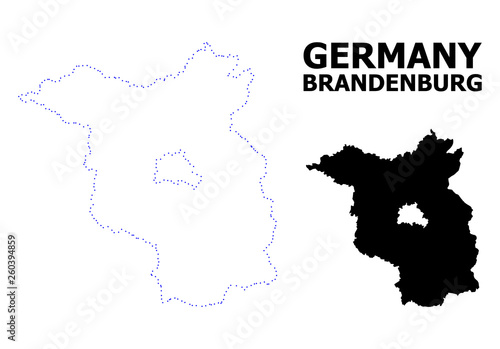 Vector Contour Dotted Map of Brandenburg State with Name
