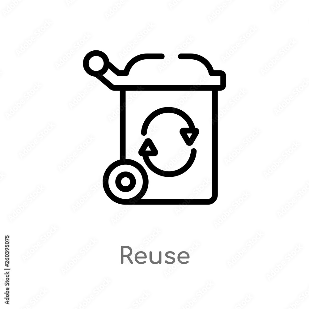 outline reuse vector icon. isolated black simple line element illustration from ecology concept. editable vector stroke reuse icon on white background outline reuse vector icon. isolated black simple line element illustration from ecology concept. editable vector stroke reuse icon on white background