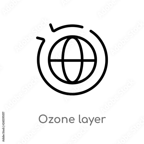 outline ozone layer vector icon. isolated black simple line element illustration from ecology concept. editable vector stroke ozone layer icon on white background