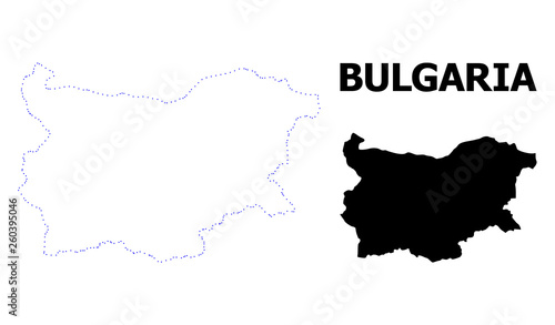 Vector Contour Dotted Map of Bulgaria with Name