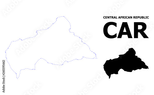 Vector Contour Dotted Map of Central African Republic with Caption
