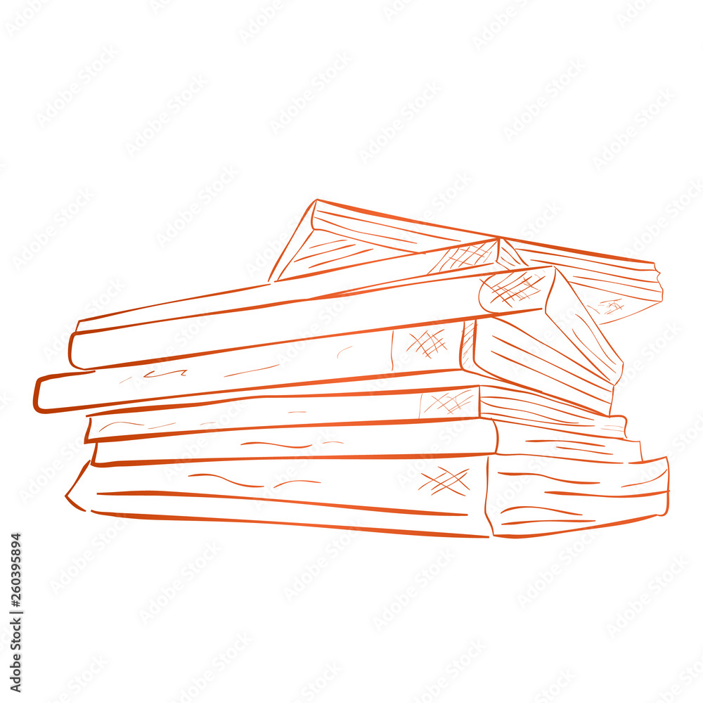 Obraz premium Classic Gradient Brown Hand Draw Sketch stack of Book, Low Angle Perspective
