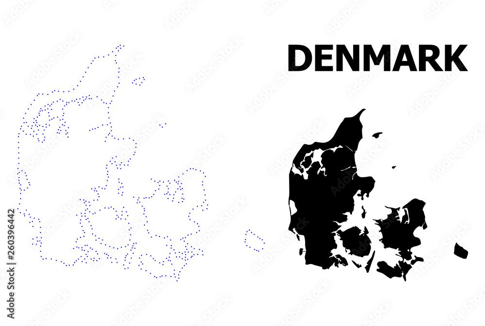 Vector Contour Dotted Map of Denmark with Caption Vector Contour Dotted Map of Denmark with Caption