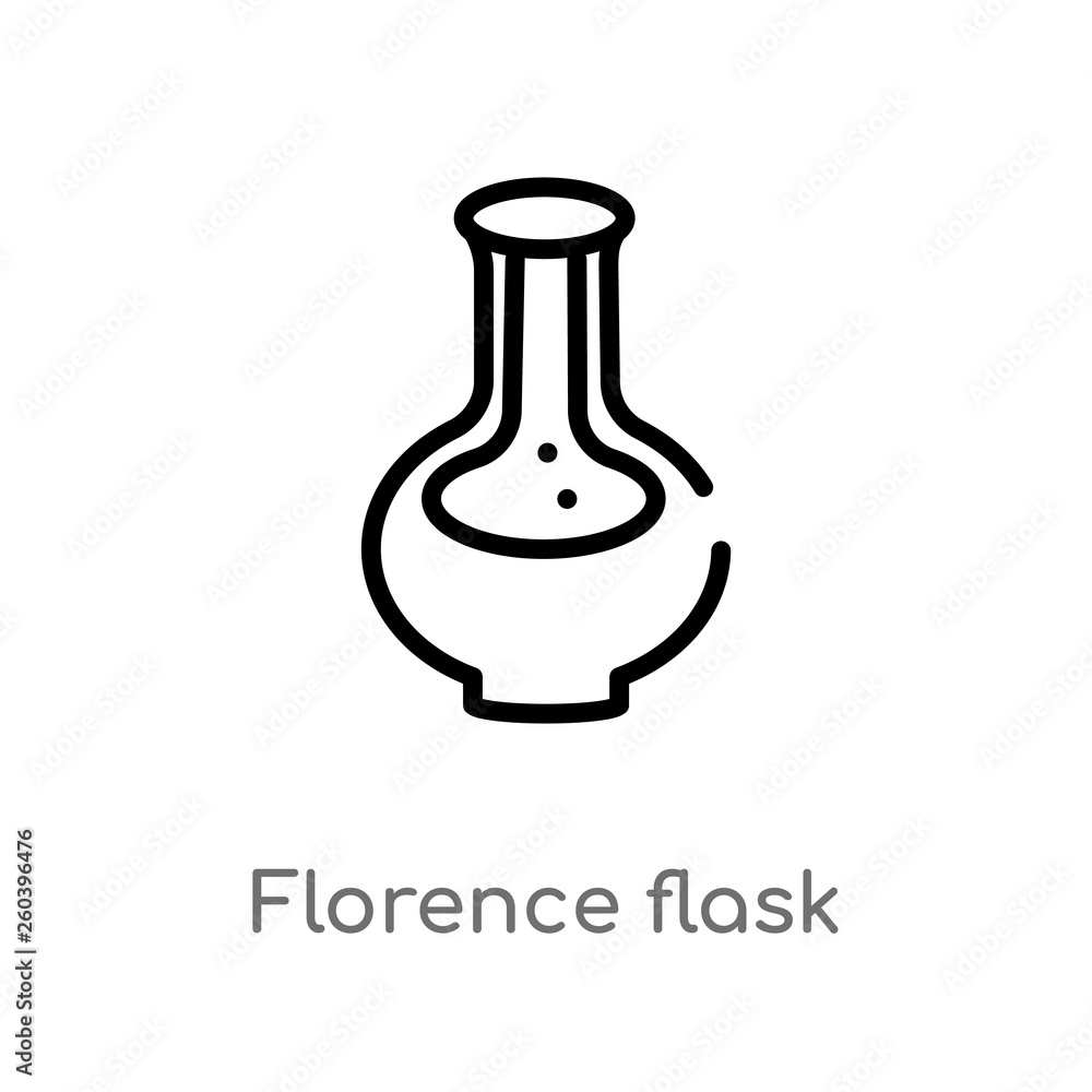 outline florence flask vector icon. isolated black simple line element illustration from education concept. editable vector stroke florence flask icon on white background outline florence flask vector icon. isolated black simple line element illustration from education concept. editable vector stroke florence flask icon on white background