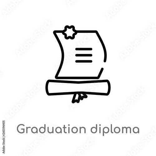 outline graduation diploma vector icon. isolated black simple line element illustration from education concept. editable vector stroke graduation diploma icon on white background