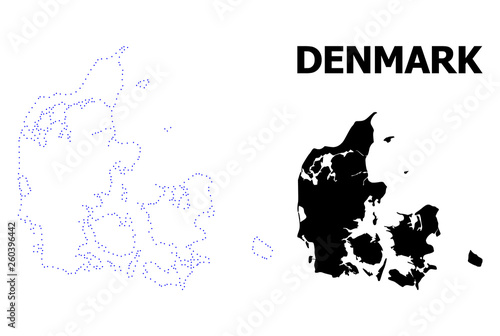 Vector Contour Dotted Map of Denmark with Caption