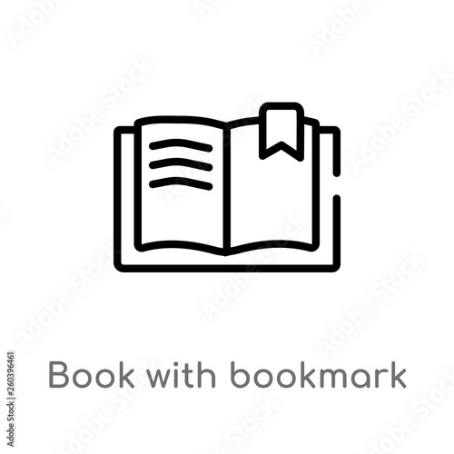 outline book with bookmark vector icon. isolated black simple line element illustration from education concept. editable vector stroke book with bookmark icon on white background