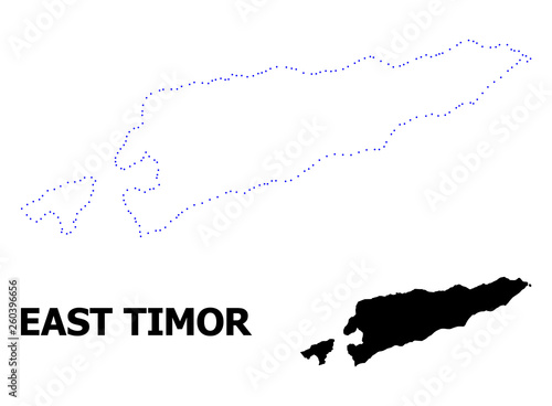 Vector Contour Dotted Map of East Timor with Caption photo