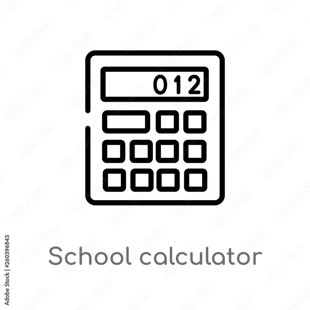 outline school calculator vector icon. isolated black simple line element illustration from education concept. editable vector stroke school calculator icon on white background outline school calculator vector icon. isolated black simple line element illustration from education concept. editable vector stroke school calculator icon on white background