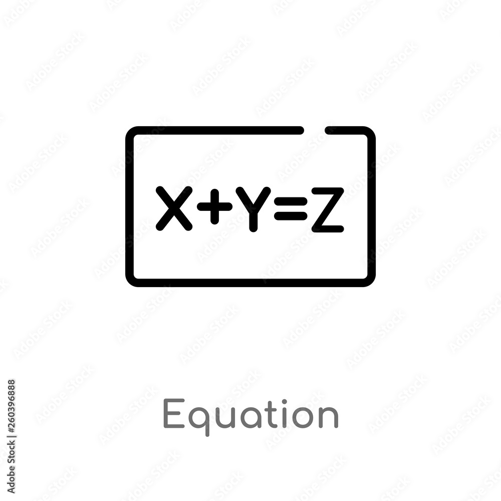 outline equation vector icon. isolated black simple line element illustration from education concept. editable vector stroke equation icon on white background outline equation vector icon. isolated black simple line element illustration from education concept. editable vector stroke equation icon on white background