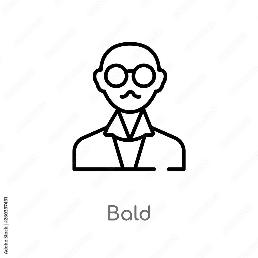 outline bald vector icon. isolated black simple line element illustration from education concept. editable vector stroke bald icon on white background