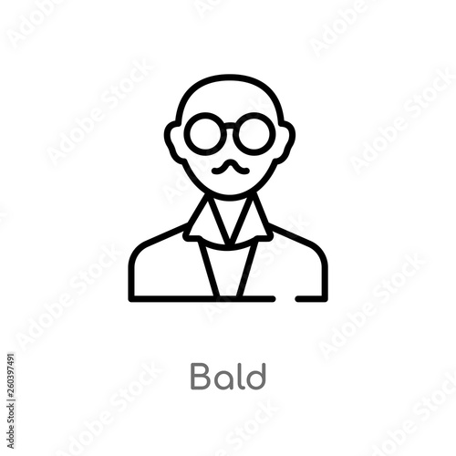 outline bald vector icon. isolated black simple line element illustration from education concept. editable vector stroke bald icon on white background
