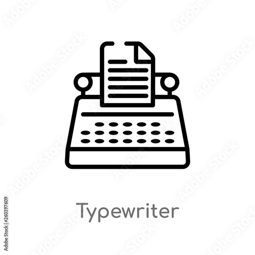 outline typewriter vector icon. isolated black simple line element illustration from electronic devices concept. editable vector stroke typewriter icon on white background