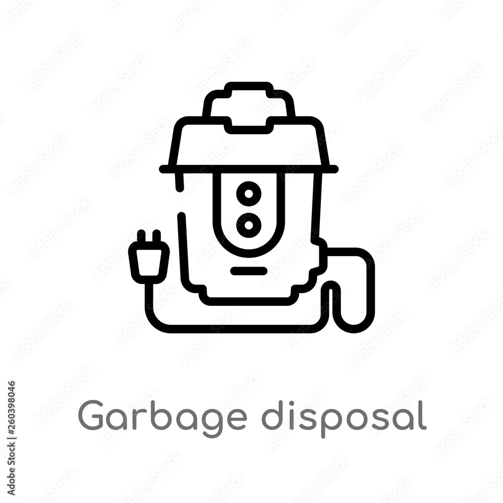 outline garbage disposal vector icon. isolated black simple line element illustration from electronic devices concept. editable vector stroke garbage disposal icon on white background outline garbage disposal vector icon. isolated black simple line element illustration from electronic devices concept. editable vector stroke garbage disposal icon on white background
