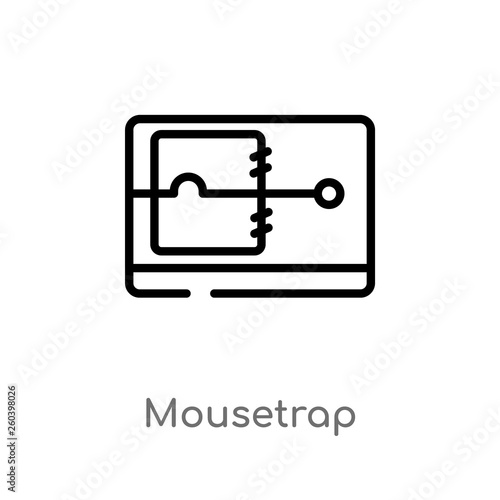 outline mousetrap vector icon. isolated black simple line element illustration from electronic devices concept. editable vector stroke mousetrap icon on white background