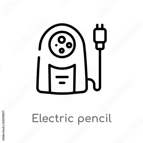 outline electric pencil sharpener vector icon. isolated black simple line element illustration from electronic devices concept. editable vector stroke electric pencil sharpener icon on white