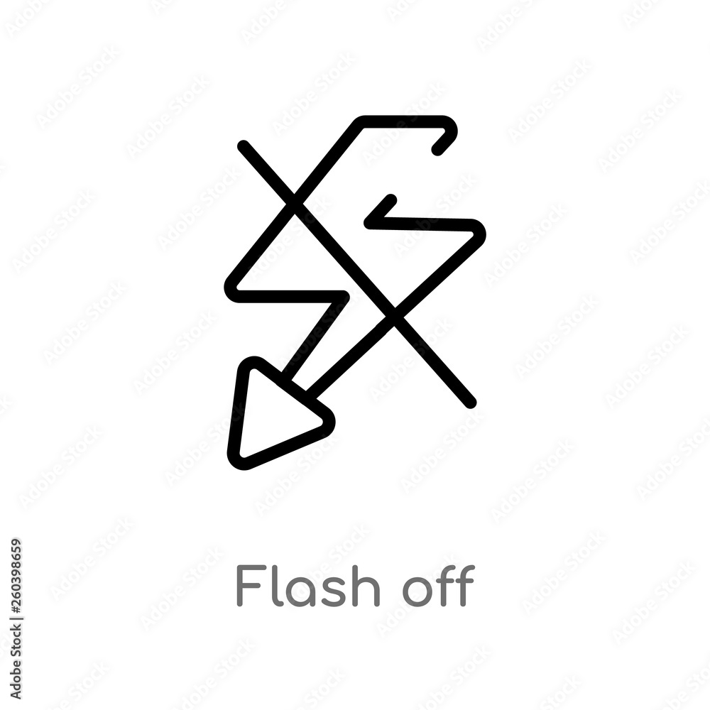 outline flash off vector icon. isolated black simple line element illustration from electronic stuff fill concept. editable vector stroke flash off icon on white background outline flash off vector icon. isolated black simple line element illustration from electronic stuff fill concept. editable vector stroke flash off icon on white background