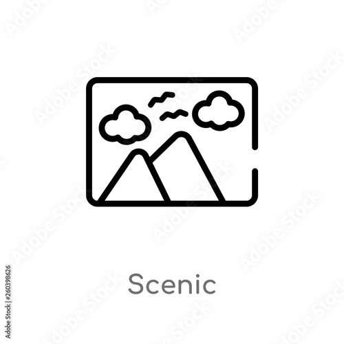 outline scenic vector icon. isolated black simple line element illustration from electronic stuff fill concept. editable vector stroke scenic icon on white background
